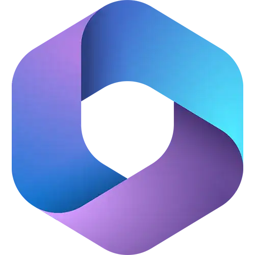 Microsoft 365 Logo in blau violettem Verlauf auf weißem Hintergrund.