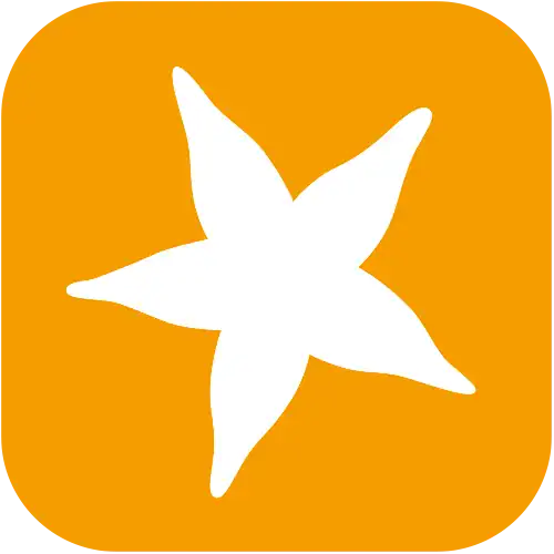STARFACE Logo: weißes Stern Symbol auf orangefarbenem Hintergrund.